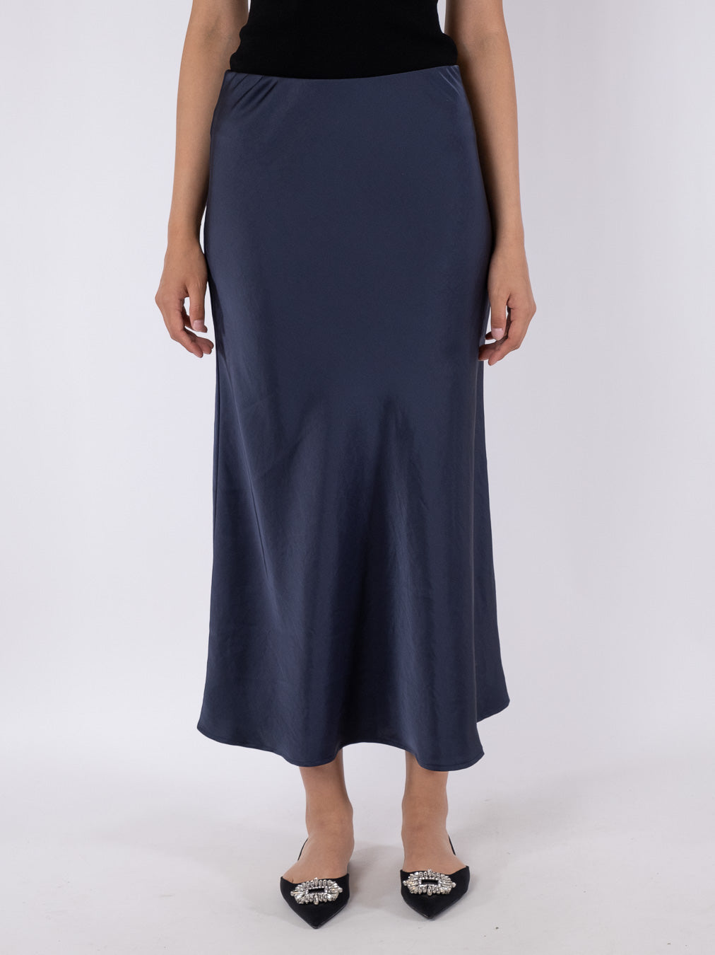 Vicky Heavy satinnederdel - Midnight blue